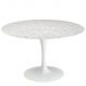 Mesa de Jantar Tulipa Saarinen Redonda 100 cm Mármore Carrara Base Branca