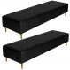 Kit 02 Puffs Decorativo Sala de Estar Bali W01 Pés Palito 190x60cm Couríssimo Preto - Lyam Decor