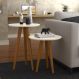 Conjunto 2 Mesas Laterais Pés Palito em Madeira 4301 Sala Off White