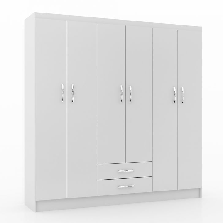 Guarda-roupa Casal Atalaia 6 Portas 2 Gavetas Branco