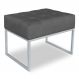 Puff Lisa Suede Grafite Base Metálica Industrial Prata - Pallazio