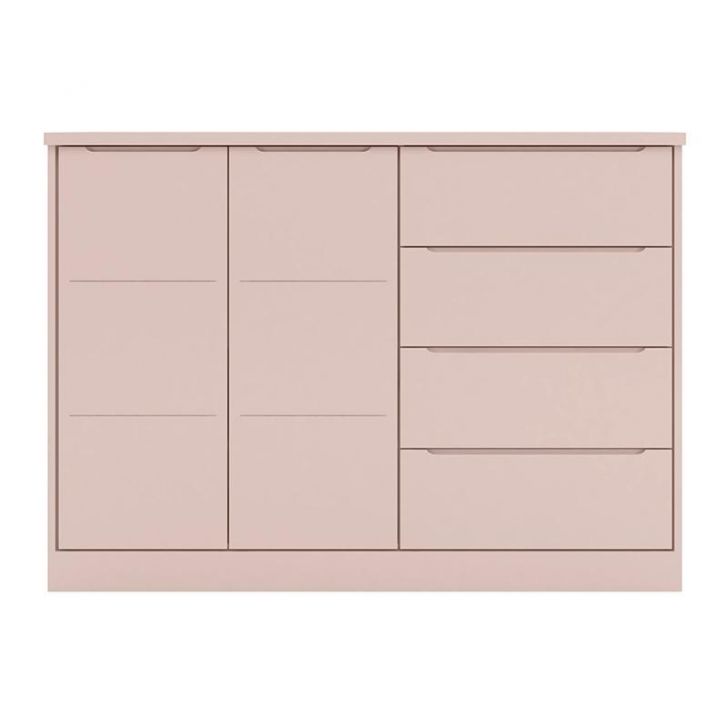 Cômoda Infantil Pérola com 2 Portas e 4 Gavetas Rosê - Phoenix Baby