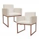 Kit 2 Poltronas Decorativa Base De Ferro Bronze Veludo Bege - Montanaris Decor