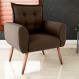 Poltrona Decorativa para Sala Arcos Suede Marrom