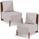 Kit 02 Poltronas Decorativas Sala de Estar Living Hungria L02 Couríssimo Marrom Linho Bege - Lyam