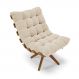 Poltrona Giratória Costela Suede Bege Base Madeira MA25 - D'Rossi
