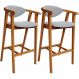 Kit 02 Banquetas Alta Para Cozinha Bancada Bar Sala de Jantar Fixa Cecília L02 Suede Cinza - Lyam