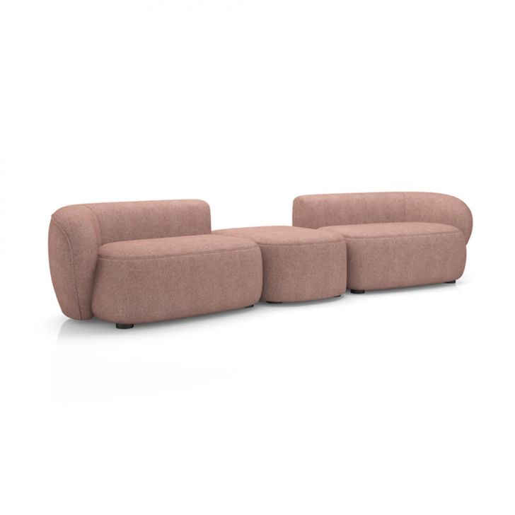 Sofá Modular 4 Lugares Com Puff Estocolmo Aston Wr Blush Salmão 252 Cm