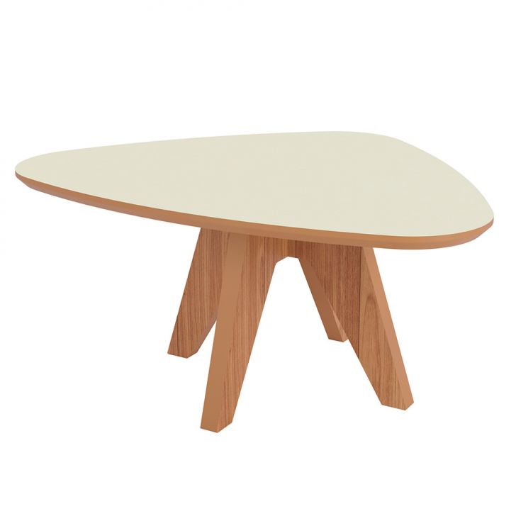 Mesa De Centro Orgânica Mille Freijó E Off White 30 Cm