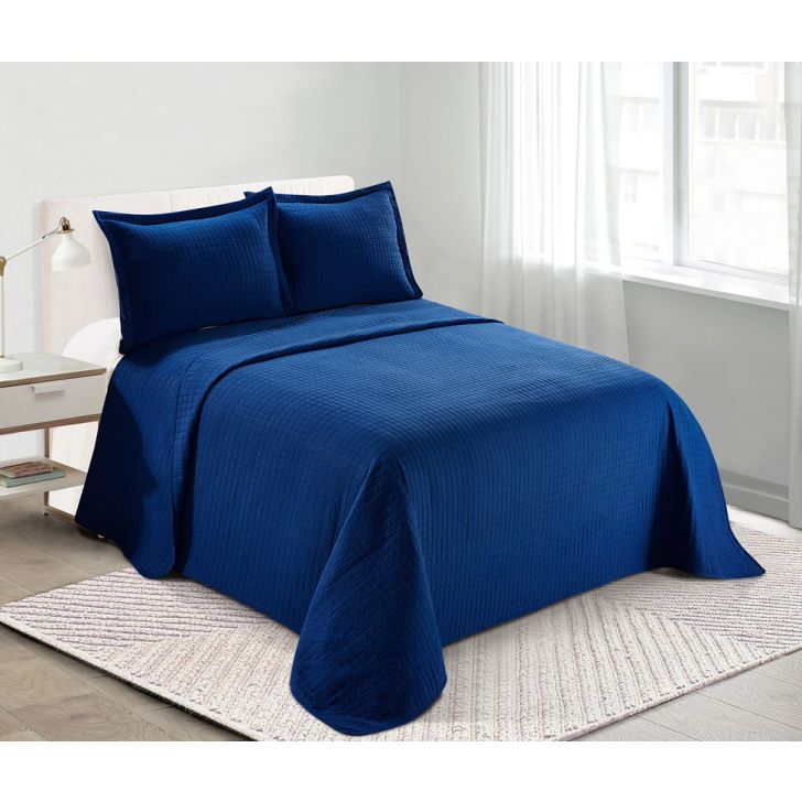 Kit Colcha Solteiro com 1 Porta Travesseiro Loft Marinho