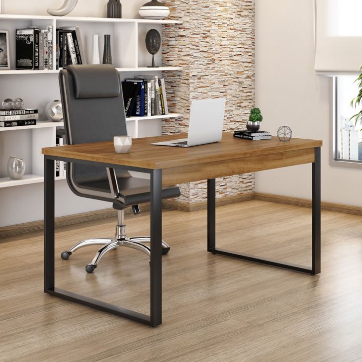 Mesa de Escritório Málaga Nogal e Preta 120 cm
