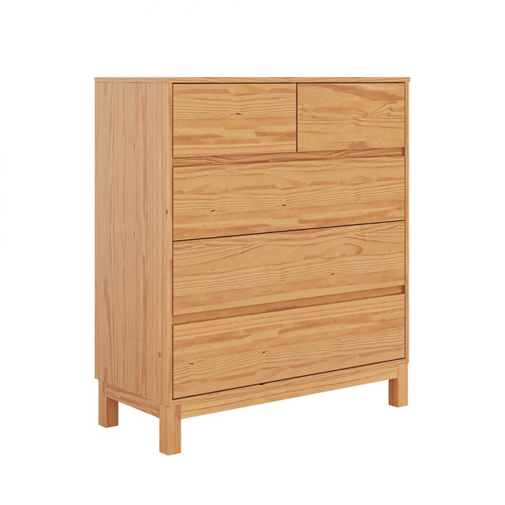 Cômoda Square 5 Gavetas Madeira Maciça Natural Pine