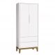 Guarda Roupa Infantil 2 Portas Classic Branco Fosco com Pés Amadeirado - Reller Móveis