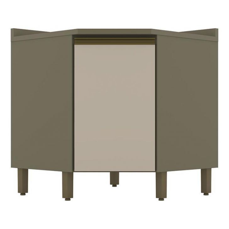 Balcão Canto Oblíquo 1 Porta com Tampo Connect Duna/Cristal - Móveis Henn