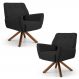 Kit 02 Poltronas Decorativas Melli Base Giromad Giratória C-465 Linho Chumbo - Domi
