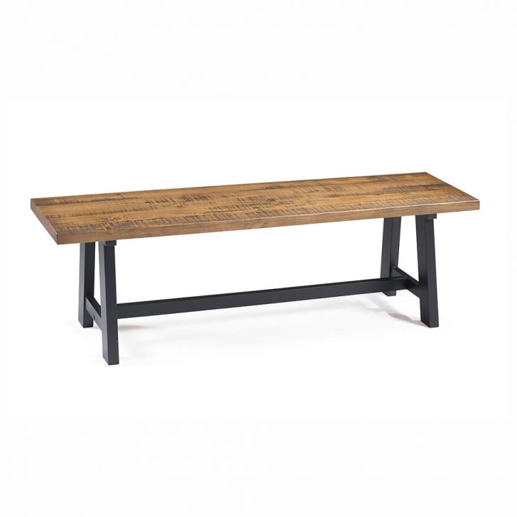 Banco | Banqueta De Jantar Industrial 3 Lugares Lesoto Marrom E Preto 153 Cm
