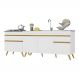 Kit com 2 Balcões de Cozinha 150cm e 70cm Veneza Multimóveis V2073 Branco/Dourado