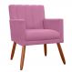 Poltrona Decorativa Cecilia Pés Palito Suede Rosa - DS Estofados