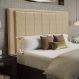 Cabeceira Opala Cama Box Casal 140cm Linho Bege Dourado - SSX Multicoisas