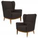 Kit 2 Poltronas Decorativas Base Manu Madeira Milena C-34 Corano Marrom - Domi