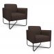 Kit 2 Poltronas Decorativas Base Industrial X Preta Maressa S06 Suede Marrom - Ibiza