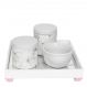 Kit Higiene Espelho Potes, Molhadeira e Capa Rosa Quarto Bebê Menina