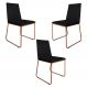 Kit 3 Cadeiras de Jantar Estofada Lille Base Bronze Veludo Preto - Montanaris Decor