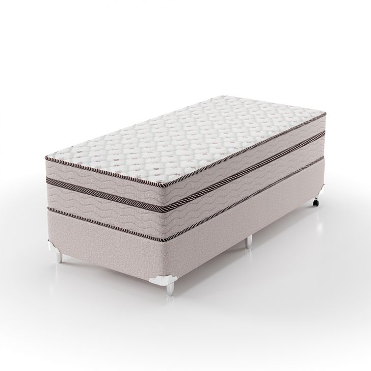 Cama Box Solteiro Com Colchão Sonhare Mola Ensacada Bege