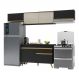 Armário de Cozinha Compacta 260cm Veneza Multimóveis V3698 Preto/Dourado