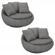 Kit 2 Poltronas Decorativas Giratória Sala de Estar Afrodite Linho Cinza G45 - Gran Belo