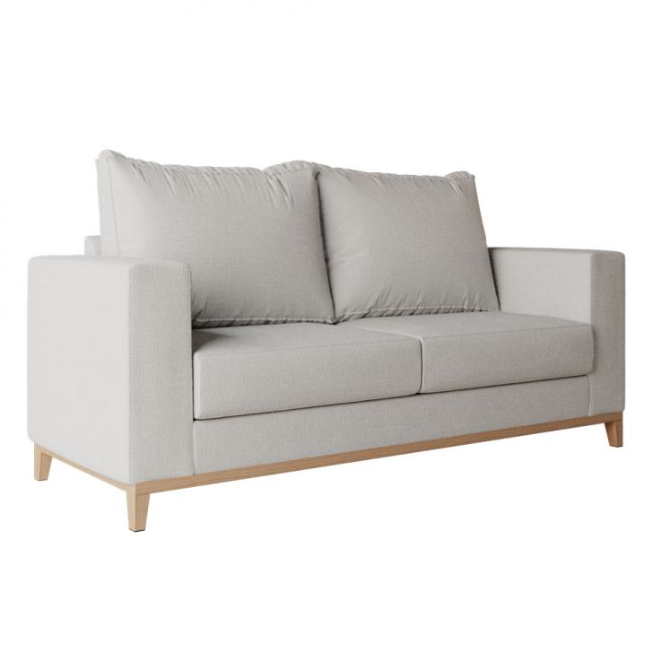 Sofá 2 Lugares Davos Base De Madeira Linho Cotton Cru