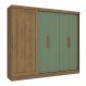 Guarda-Roupa Casal Tormaline 5 Portas 4 Gavetas Nogueira e Verde Oliva