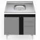 Balcão Gabinete Com Pia Inox 100cm 2 Portas 2 Gavetas Luziania Preto/Cinza - Lumil