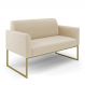 Sofá Namoradeira Base Industrial Dourado Marisa Suede D03 - D'Rossi