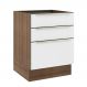 Balcão Madesa Lux 60 cm 3 Gavetas (Sem Tampo) - Rustic/Branco Veludo