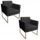 Kit 2 Poltronas Decorativas Base Industrial Dourada Maressa S07 Suede Preto - Ibiza