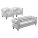 Conjunto Sofá Chesterfield 3 Lugares E 2 Poltronas Dom Pedro - Couríssimo Branco