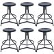 Kit 6 banquetas altas cozinha industrial loft aço giratória York Preto