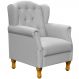 Poltrona Decorativa Para Sala de Estar Yara P02 Linho Cinza - Lyam Decor