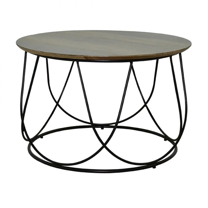 Mesa Centro Rendonda Cidreia Preta e Madeira 60 cm