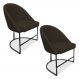 Kit 02 Cadeiras Poltrona de Jantar Bela Suede Marrom Base Metálica Industrial Preto - Pallazio