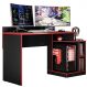 Mesa Gamer para 2 Monitores com 3 Prateleiras Play Preto Fosco Liso/Vermelho