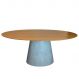 Mesa De Jantar Cone Oval 198x122 Cm Base Cimento Queimado Tampo Freijó