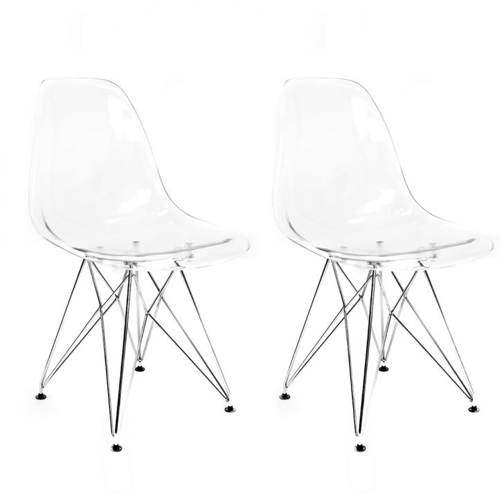 Conjunto com 2 Cadeiras Eames Transparente