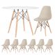 Mesa redonda Eames 100 cm branco + 6 cadeiras Eiffel DSW Nude