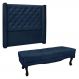 Kit Cabeceira e Calçadeira Recamier King 1,95m Vicenza Suede Azul Marinho - Pallazio