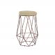 Banqueta Decorativa Rubel Base Bronze Veludo Bege G41 - Gran Belo
