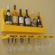 Porta Taças e Prateleira Adega Decorativa Suspenso de Parede para Vinhos Garrafas Bares - Amarelo Laca
