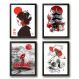 Kit 4 Quadros Decorativos Artes Orientais 45x34cm - com vidro