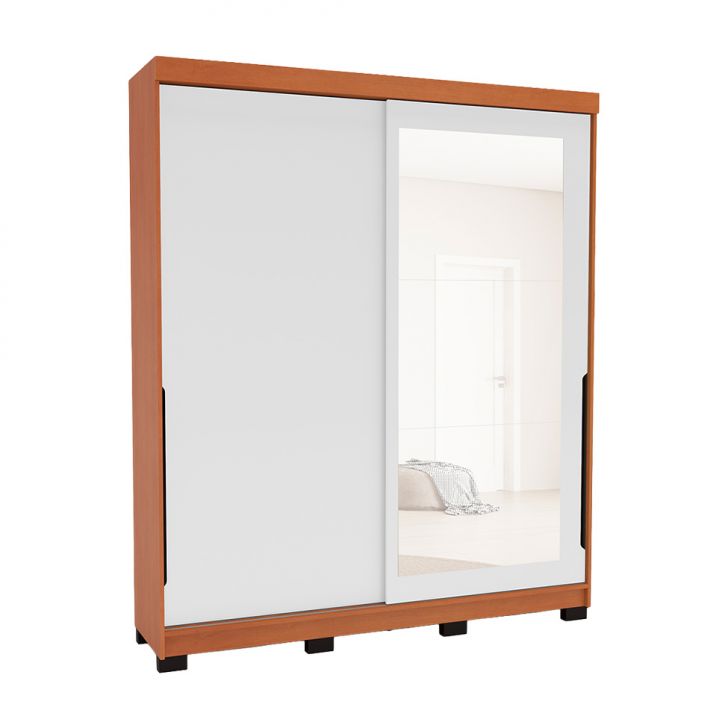 Guarda-roupa Casal Com Espelho Madrid 2 Portas 2 Gavetas Freijó E Branco
